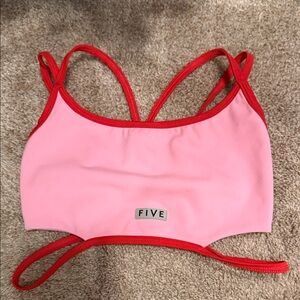 FIVE Dancewear Pink and Red Strappy Sports Top